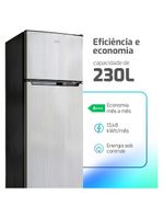 Geladeira Refrigerador HQ Defrost 230 Litros Cinza HQ-230RDF 220V