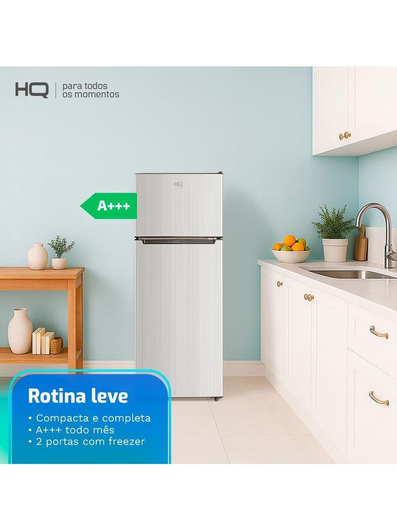 Geladeira Refrigerador HQ Defrost 230 Litros Cinza HQ-230RDF 220V