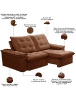 Sofá Retrátil Reclinável Para Sala 3 Lugares 230cm Nijma F04 Veludo Terracota - Lyam Decor