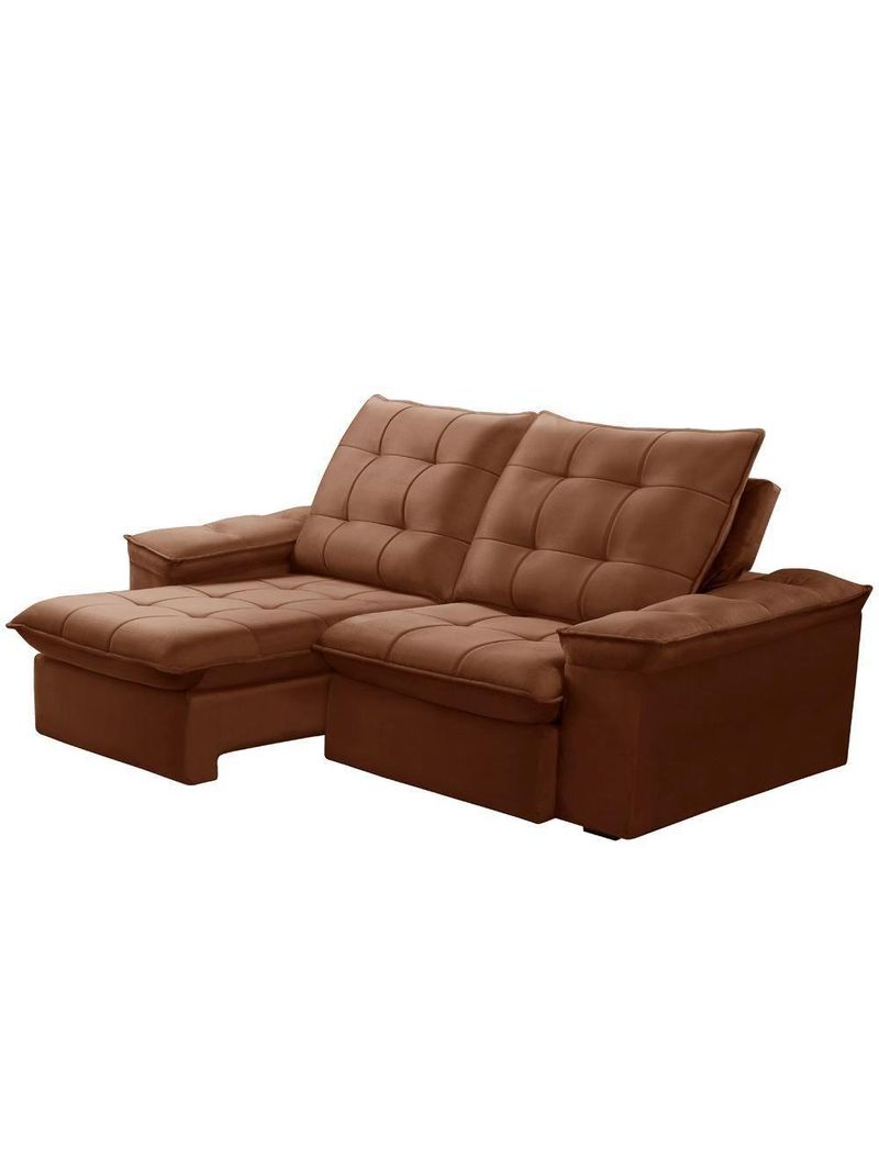 Sofá Retrátil Reclinável Para Sala 3 Lugares 230cm Nijma F04 Veludo Terracota - Lyam Decor