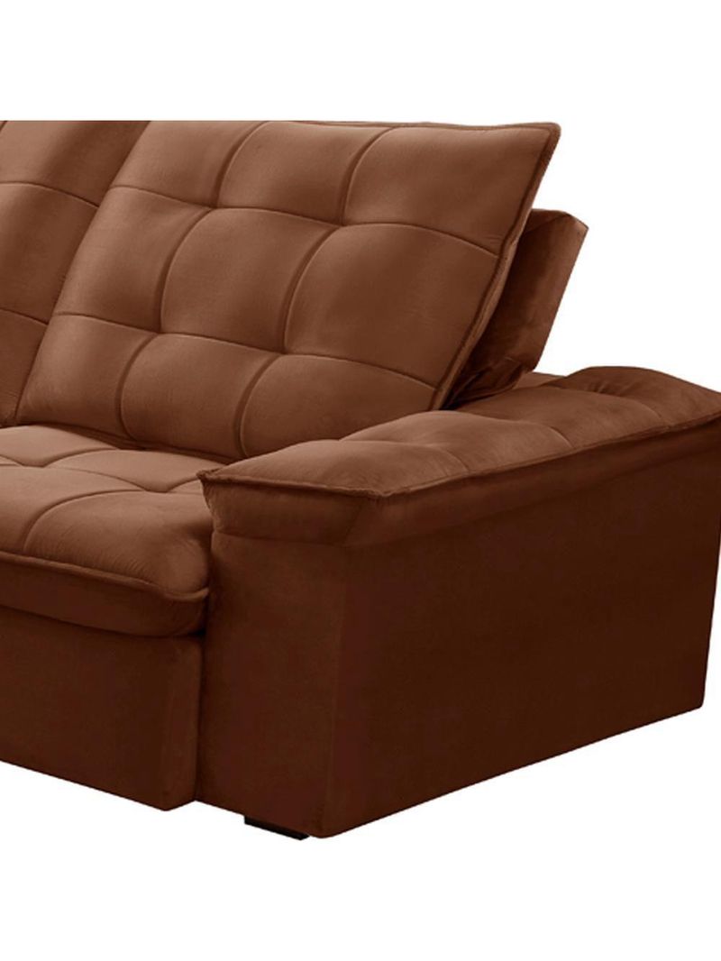 Sofá Retrátil Reclinável Para Sala 3 Lugares 230cm Nijma F04 Veludo Terracota - Lyam Decor