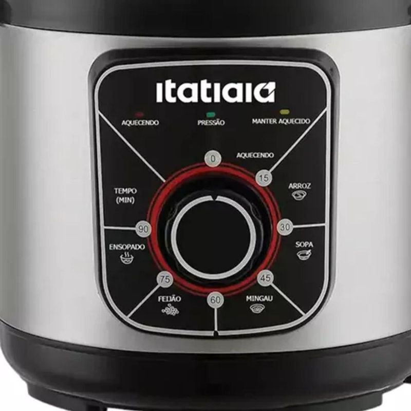 Panela de Pressão Eletrica Essencial 3L 700W Inox com Preto 127V