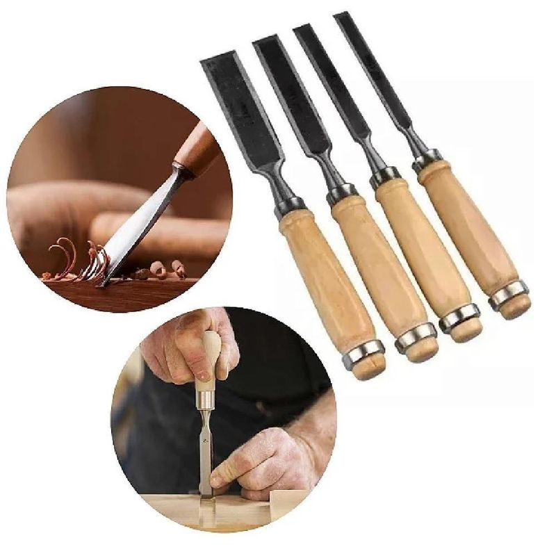 Kit Formao 4 Pecas Jogo Artesao Entalhar Madeira Esculpir Escultura Ferramenta Completo