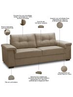 Sofá 3 E 2 Lugares Para Sala De Estar Living Allon F04 Veludo Marrom Claro - Lyam Decor