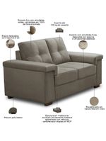 Sofá 3 E 2 Lugares Para Sala De Estar Living Allon F04 Veludo Marrom Claro - Lyam Decor