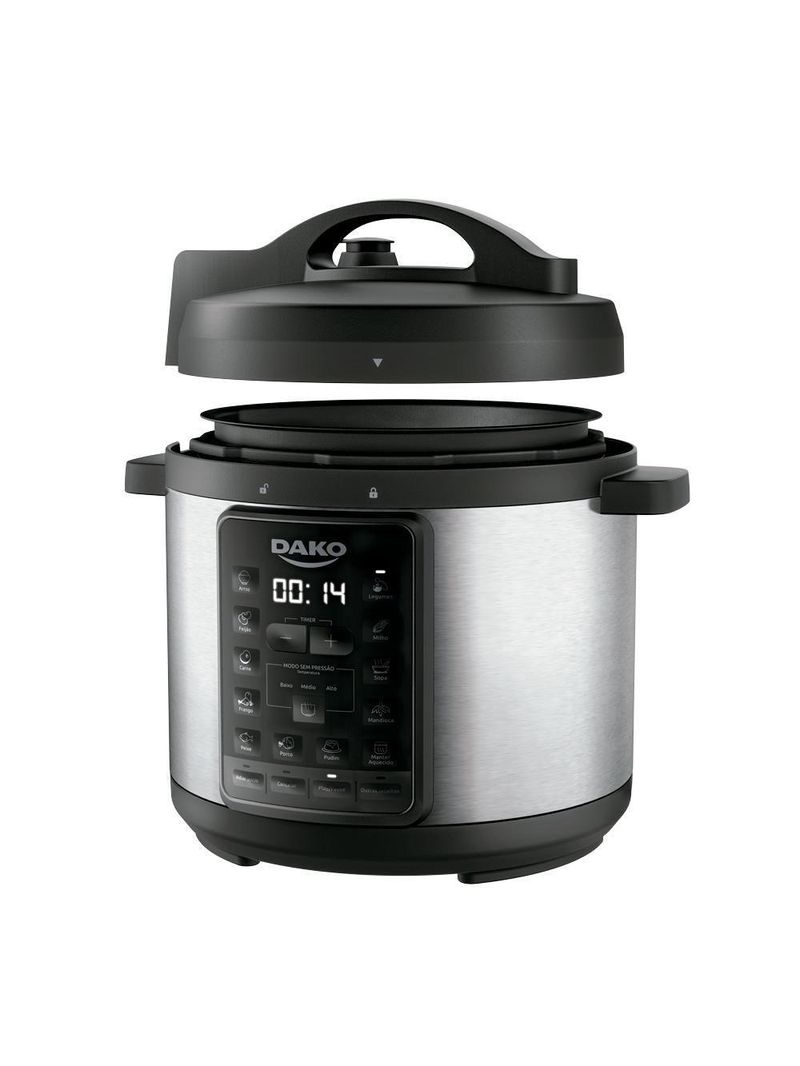 Panela De Pressão Dako 1000w 6l Multifunções Preto 110V