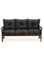 Conjunto Sofá Havaí 3 Lugares + 2 Poltronas De Madeira Com Almofadas Confortáveis - Cinza