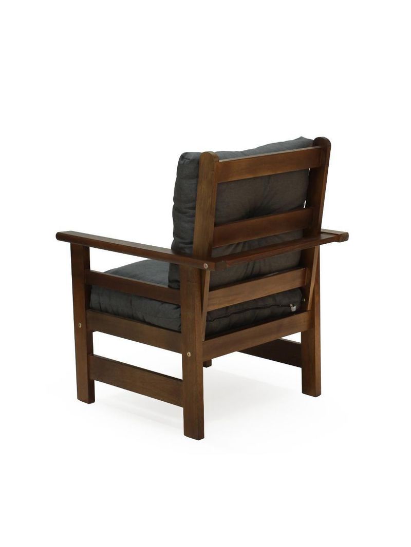 Conjunto Sofá Havaí 3 Lugares + 2 Poltronas De Madeira Com Almofadas Confortáveis - Cinza