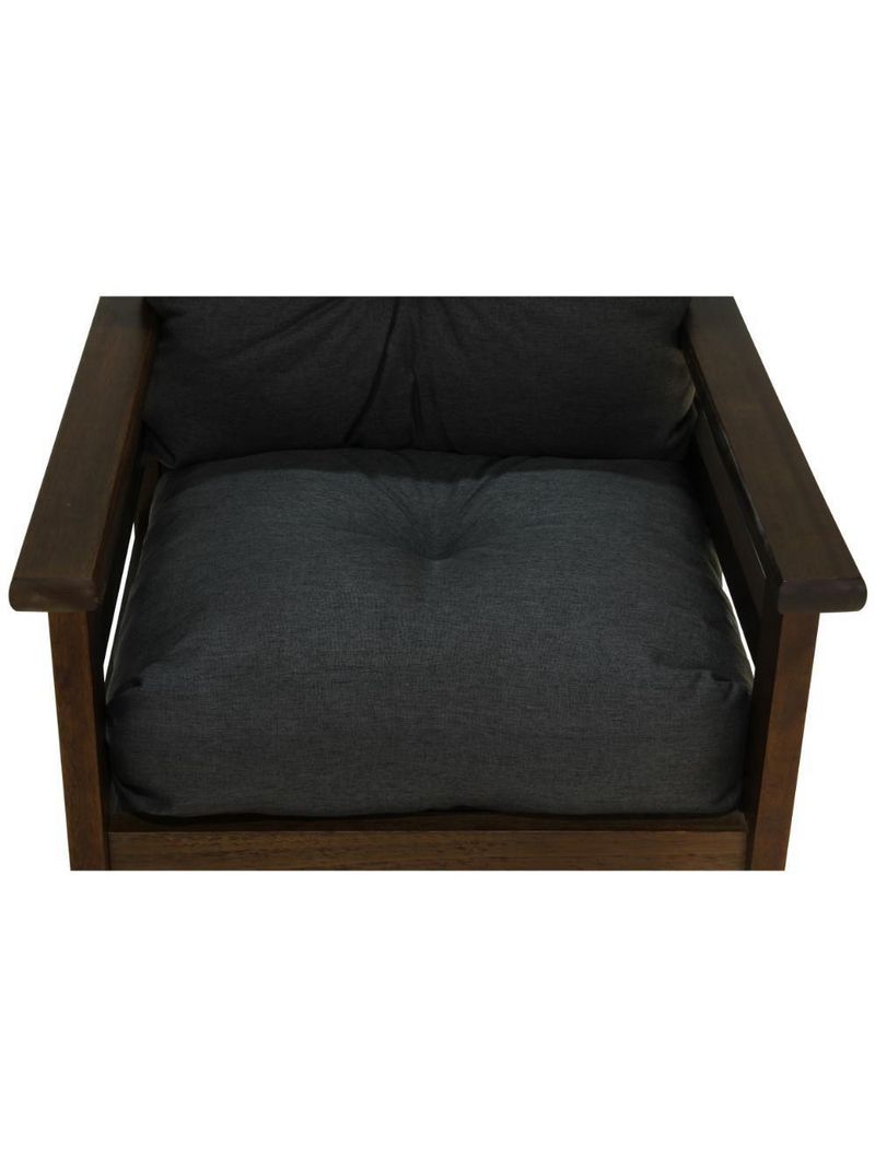 Conjunto Sofá Havaí 3 Lugares + 2 Poltronas De Madeira Com Almofadas Confortáveis - Cinza