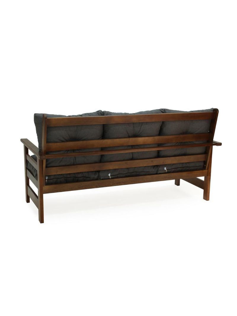 Conjunto Sofá Havaí 3 Lugares + 2 Poltronas De Madeira Com Almofadas Confortáveis - Cinza