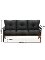 Conjunto Sofá Havaí 3 Lugares + 2 Poltronas De Madeira Com Almofadas Confortáveis - Cinza