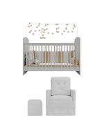 Berço Com Colchão Incluso Poltrona E Puff Olaf Mp4105 Branco