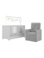 Berço 3X1 Com Colchão Incluso E Poltrona De Amamentação Elza Mp4088 Branco/Cinza