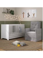 Berço 3X1 Com Colchão Incluso E Poltrona De Amamentação Elza Mp4088 Branco/Cinza