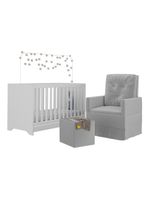 Berço 3X1 Com Colchão Incluso Poltrona De Amamentação E Puff Mp4100 Branco/Cinza