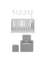 Berço 3X1 Com Colchão Incluso Poltrona De Amamentação E Puff Mp4100 Branco/Cinza