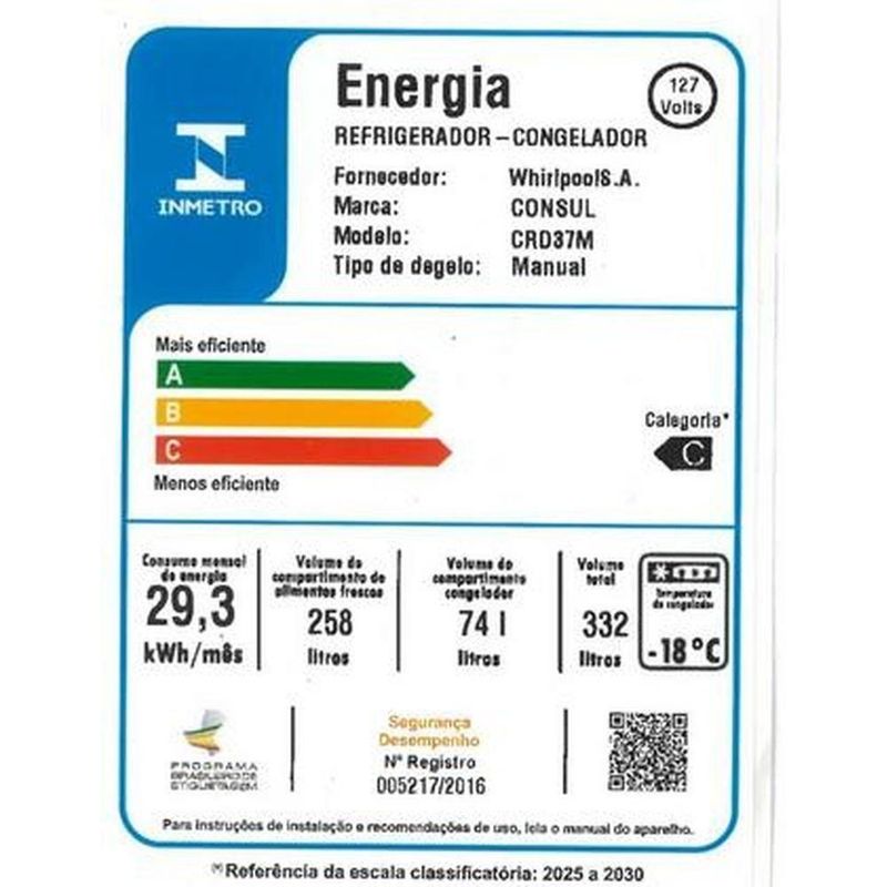 Geladeira Consul 332 Litros Cycle Defrost Duplex Com Prateleiras Removíveis Branca CRD37MB 110V
