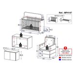 Berço 3 Em 1 Com Poltrona Amamentação e Armário Aéreo 2 Portas Mp4147 Branco-bege