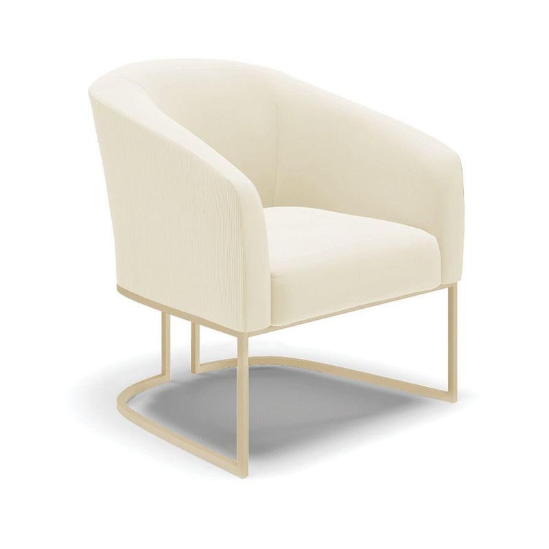 Poltrona Sala Decorativa Stella Base Industrial Veludo Cotelê Bege D03 D'Rossi