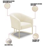 Poltrona Sala Decorativa Stella Base Industrial Veludo Cotelê Bege D03 D'Rossi