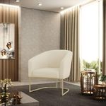 Poltrona Sala Decorativa Stella Base Industrial Veludo Cotelê Bege D03 D'Rossi