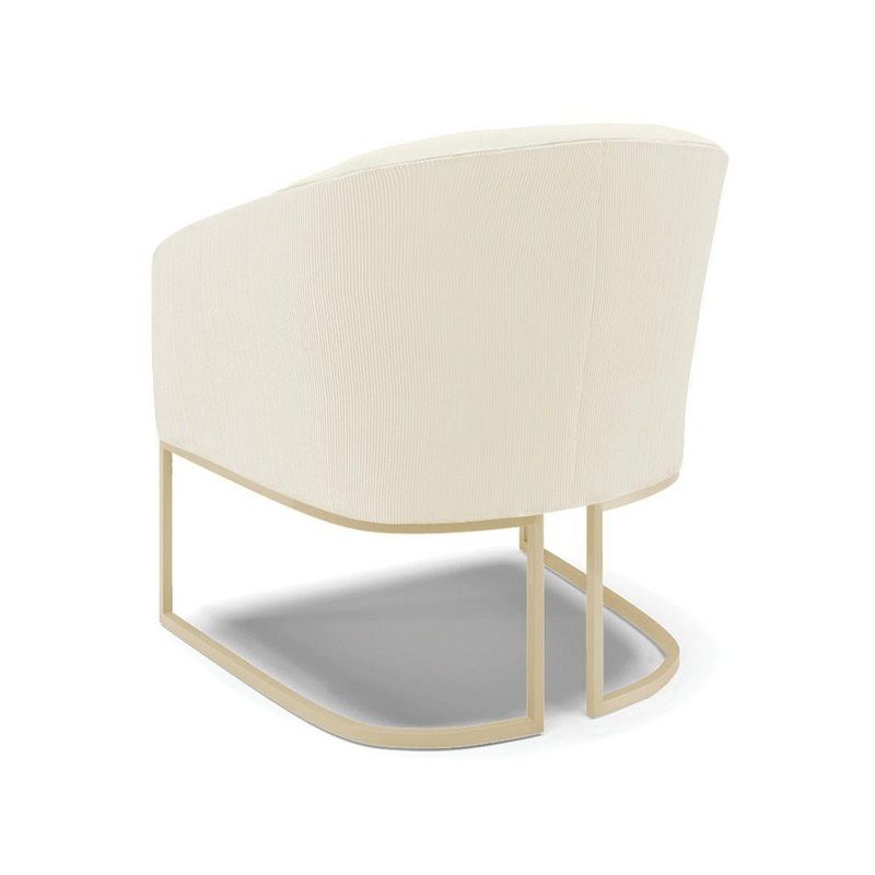 Poltrona Sala Decorativa Stella Base Industrial Veludo Cotelê Bege D03 D'Rossi