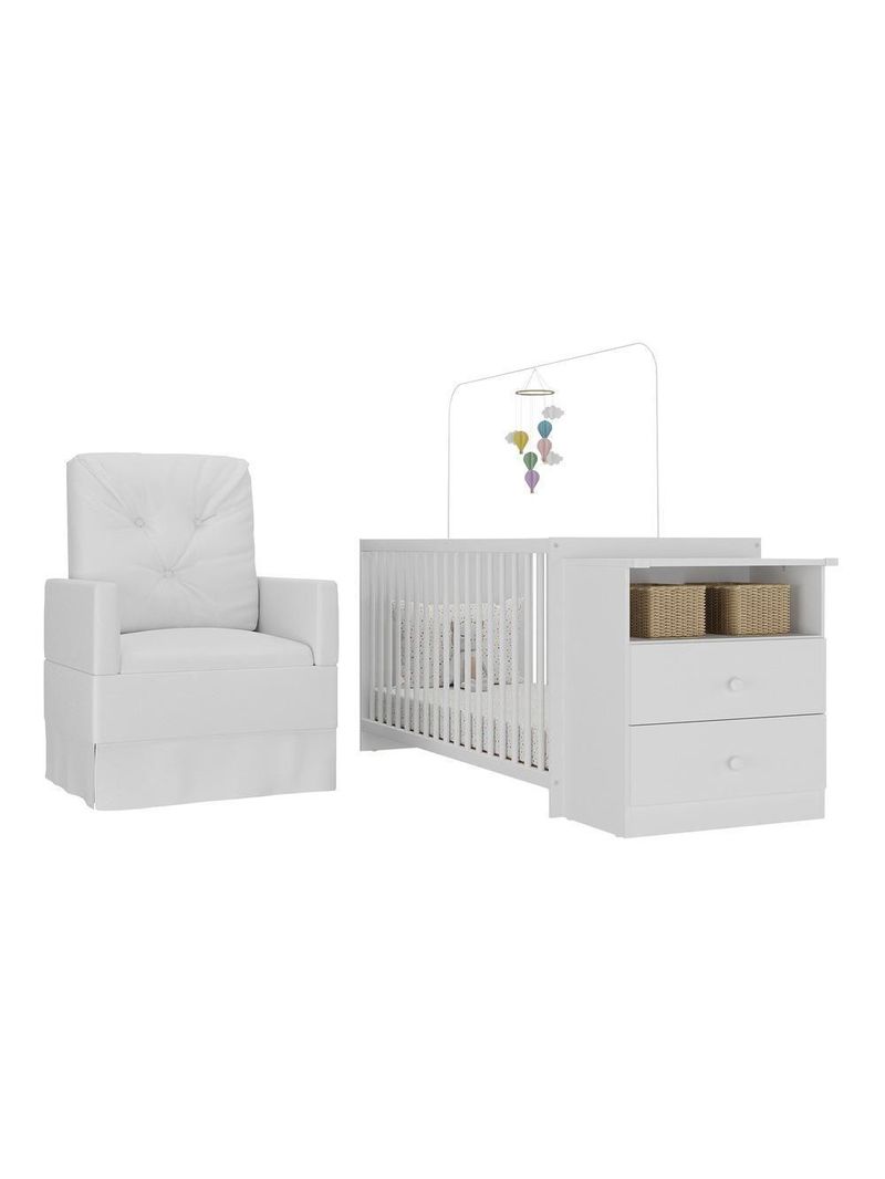 Berço Cômoda Poltrona Meu Bebê Multimóveis Mp4096 Branco