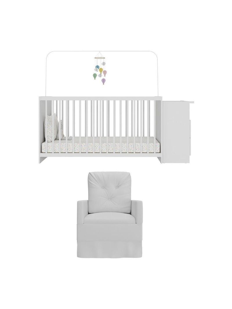Berço Cômoda Poltrona Meu Bebê Multimóveis Mp4096 Branco