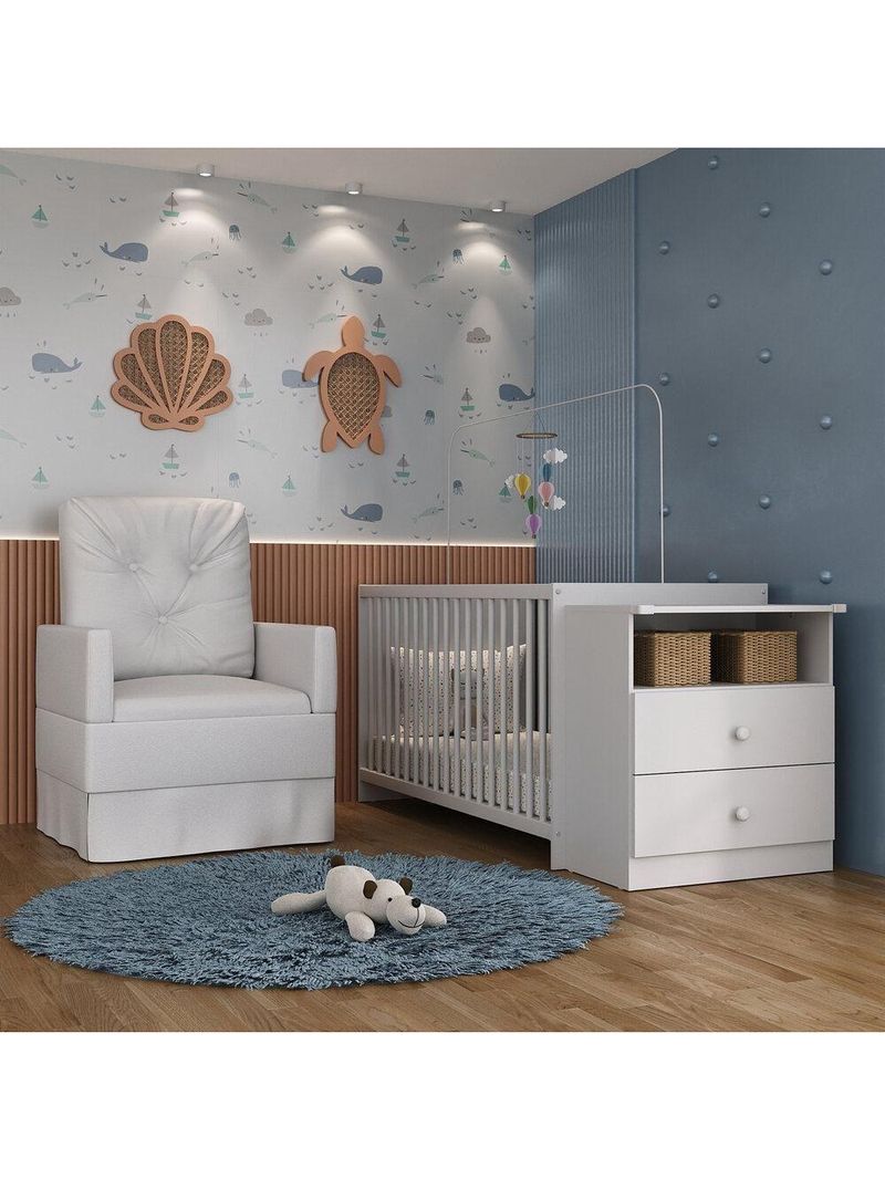 Berço Cômoda Poltrona Meu Bebê Multimóveis Mp4096 Branco