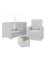 Berço 3 Em 1 Com Colchão Poltrona Amamentação E Puff Multimóveis Mp4160 Branco Branco