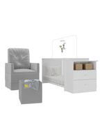 Berço Cômoda Poltrona Puff Multimóveis Mp4102 Branco/cinza
