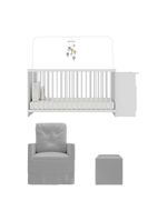 Berço Cômoda Poltrona Puff Multimóveis Mp4102 Branco/cinza