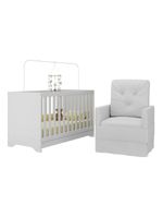 Berço 3 Em 1 Com Colchão E Poltrona Amamentação Multimóveis Mp4159 Branco Branco