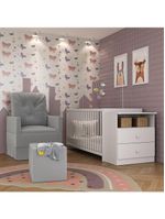 Berço Cômoda Poltrona Puff Multimóveis Mp4102 Branco/cinza
