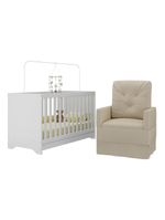 Berço 3 Em 1 Com Colchão E Poltrona Amamentação Multimóveis Mp4159 Branco/bege Branco/bege