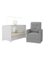 Berço 3 Em 1 Com Colchão E Poltrona Amamentação Multimóveis Mp4159 Branco/cinza Branco/cinza