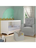 Berço 3 Em 1 Com Colchão Poltrona Amamentação E Puff Multimóveis Mp4160 Branco/cinza Branco/cinza