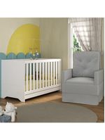 Berço 3 Em 1 Com Colchão E Poltrona Amamentação Multimóveis Mp4159 Branco/cinza Branco/cinza
