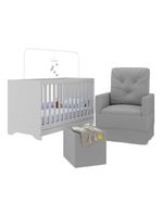 Berço 3 Em 1 Com Colchão Poltrona Amamentação E Puff Multimóveis Mp4160 Branco/cinza Branco/cinza