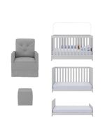 Berço 3 Em 1 Com Colchão Poltrona Amamentação E Puff Multimóveis Mp4160 Branco/cinza Branco/cinza
