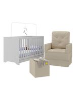 Berço 3 Em 1 Com Colchão Poltrona Amamentação E Puff Multimóveis Mp4160 Branco/bege Branco/bege