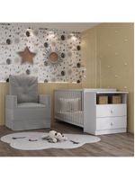 Berço Cômoda Poltrona Multimóveis Mp4090 Branco/cinza