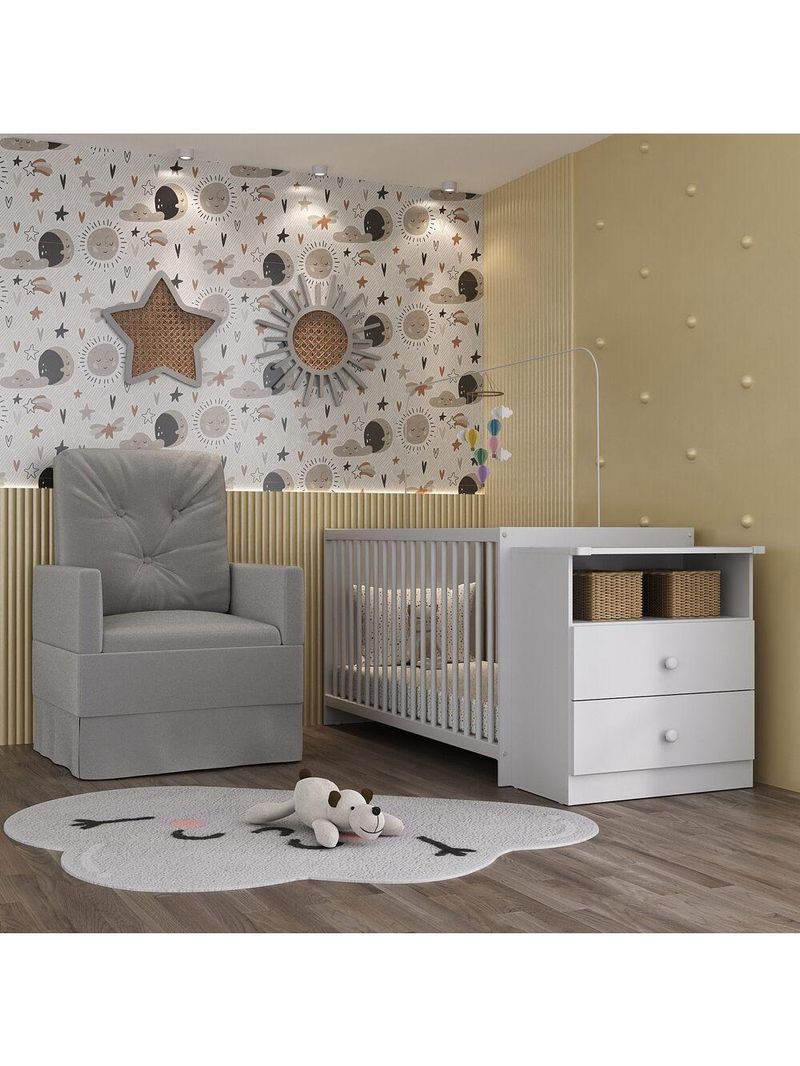 Berço Cômoda Poltrona Multimóveis Mp4090 Branco/cinza