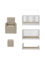 Berço 3 Em 1 Com Colchão Poltrona Amamentação E Puff Multimóveis Mp4160 Branco/bege Branco/bege