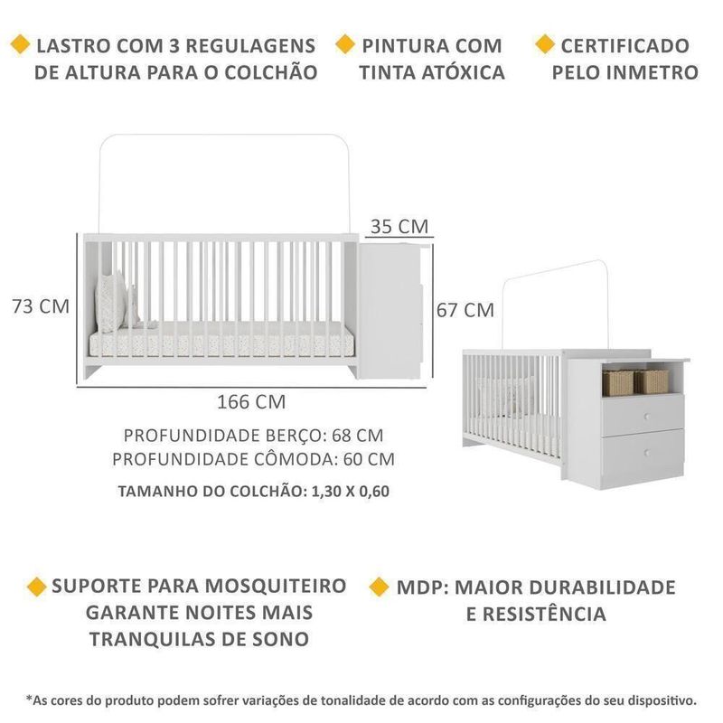 Berço Cômoda Com Poltrona De Amamentação Meu Bebê Multimóveis Mp4066 Branco/bege Branco/bege