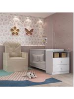 Berço Cômoda Com Poltrona De Amamentação Meu Bebê Multimóveis Mp4066 Branco/bege Branco/bege