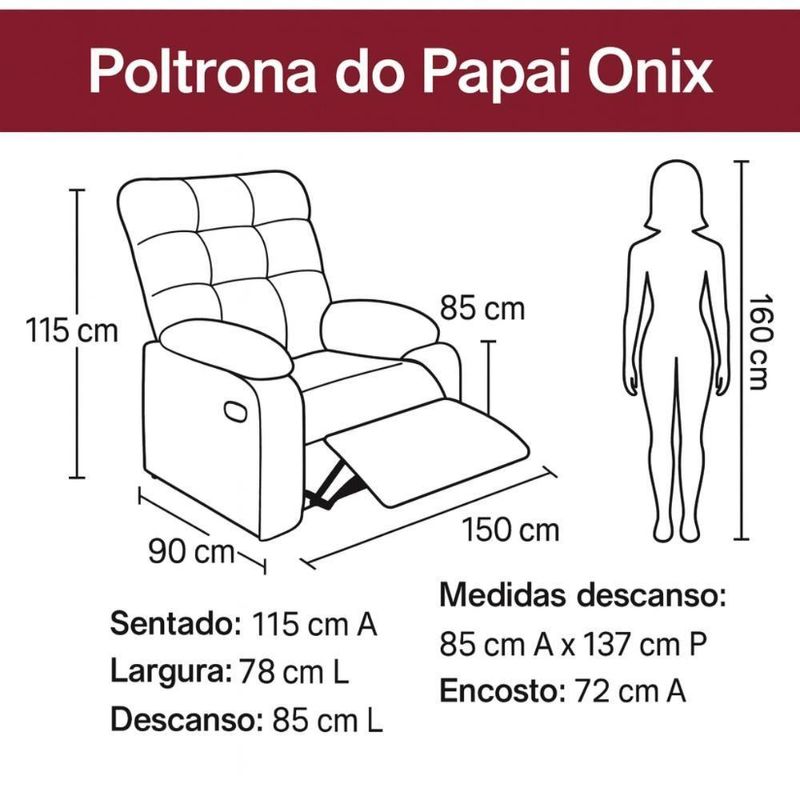 Poltrona Do Papai Reclinável Onix Veludo Terracota Matrix