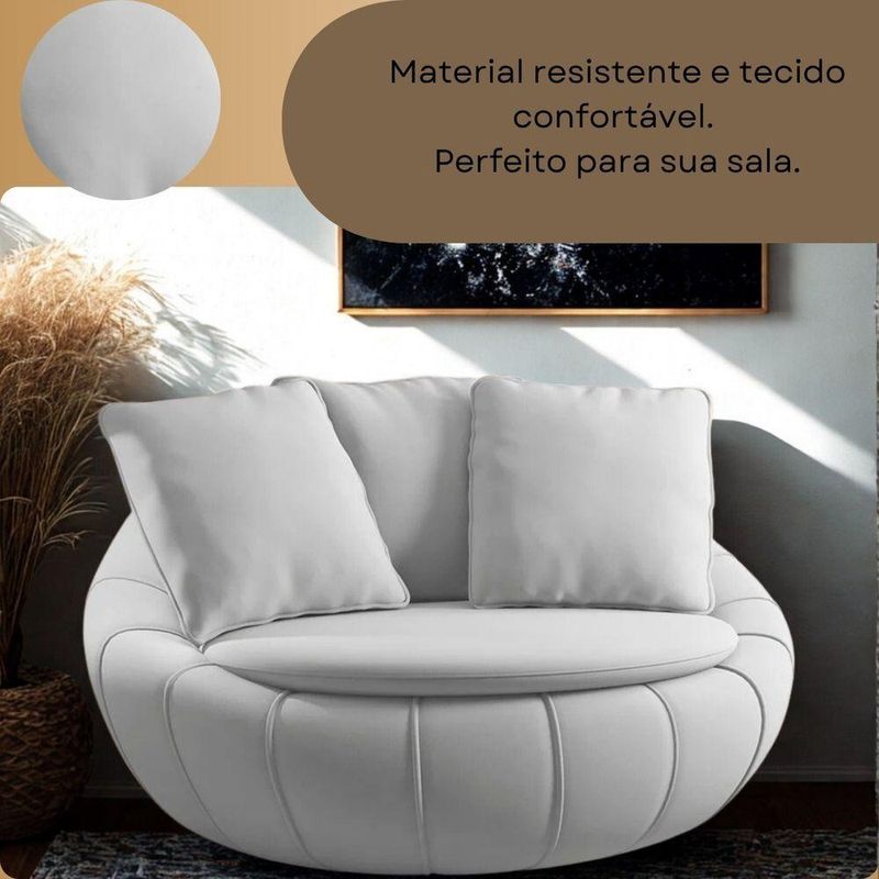 Poltrona Giratória Poltrona Giratória Prata Veludo Cinza Divani