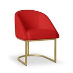 Poltrona Lua Decorativa para Penteadeira em Veludo Confortável Vermelho para Cantinho de Autocuidado