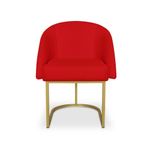 Poltrona Lua Decorativa para Penteadeira em Veludo Confortável Vermelho para Cantinho de Autocuidado